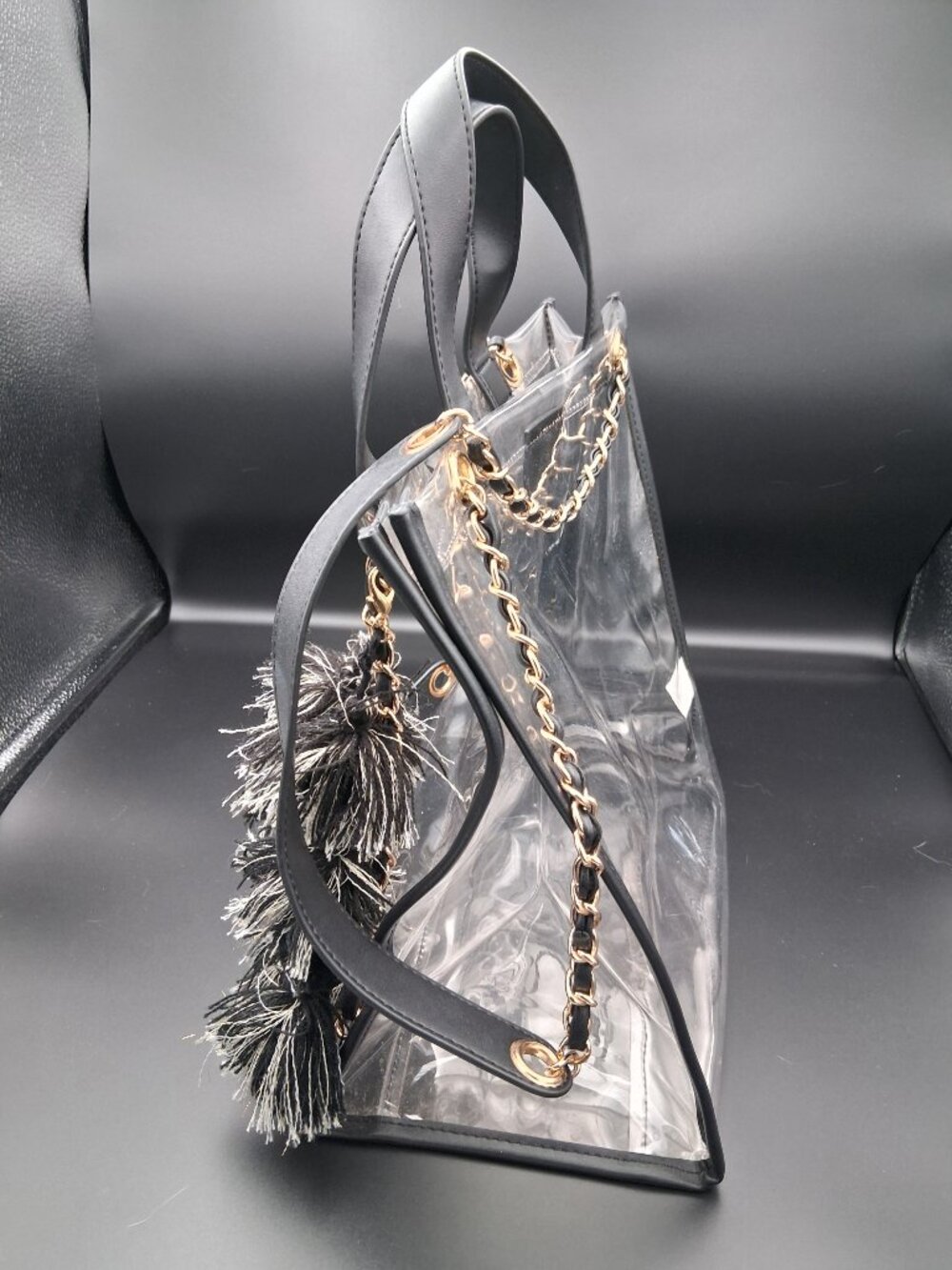 Sheer Gear clear stadium tote. Breeze through security! Detachable straps/tassel - Picture 4 of 8